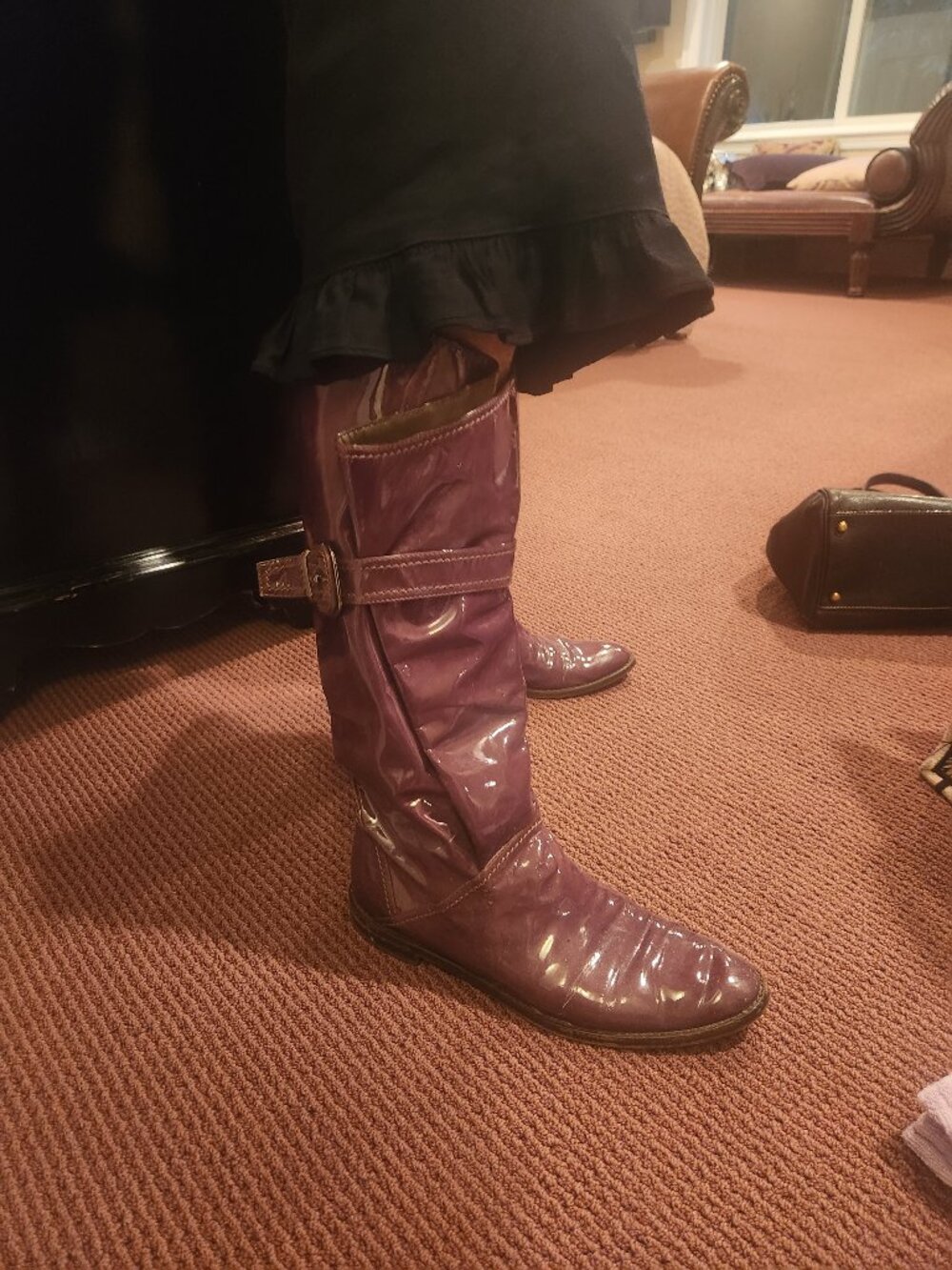 Vintage Sergio Rossi Plum Patent Leather Boots